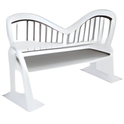 generated: a white plastic bench with a high arched back #1